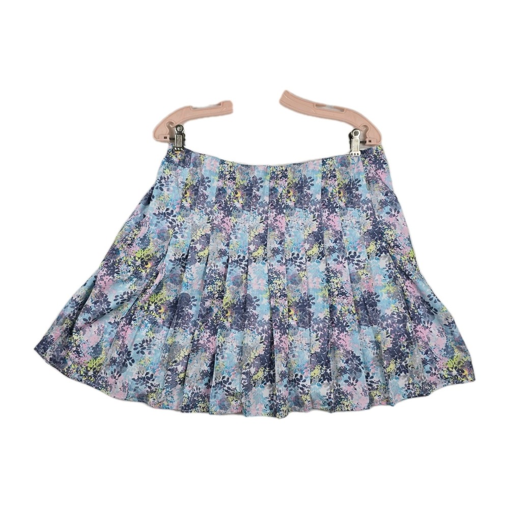 Tee Time Skort Blue Floral Pleated Athletic Printed Golf‎ Tennis Mini Size Large